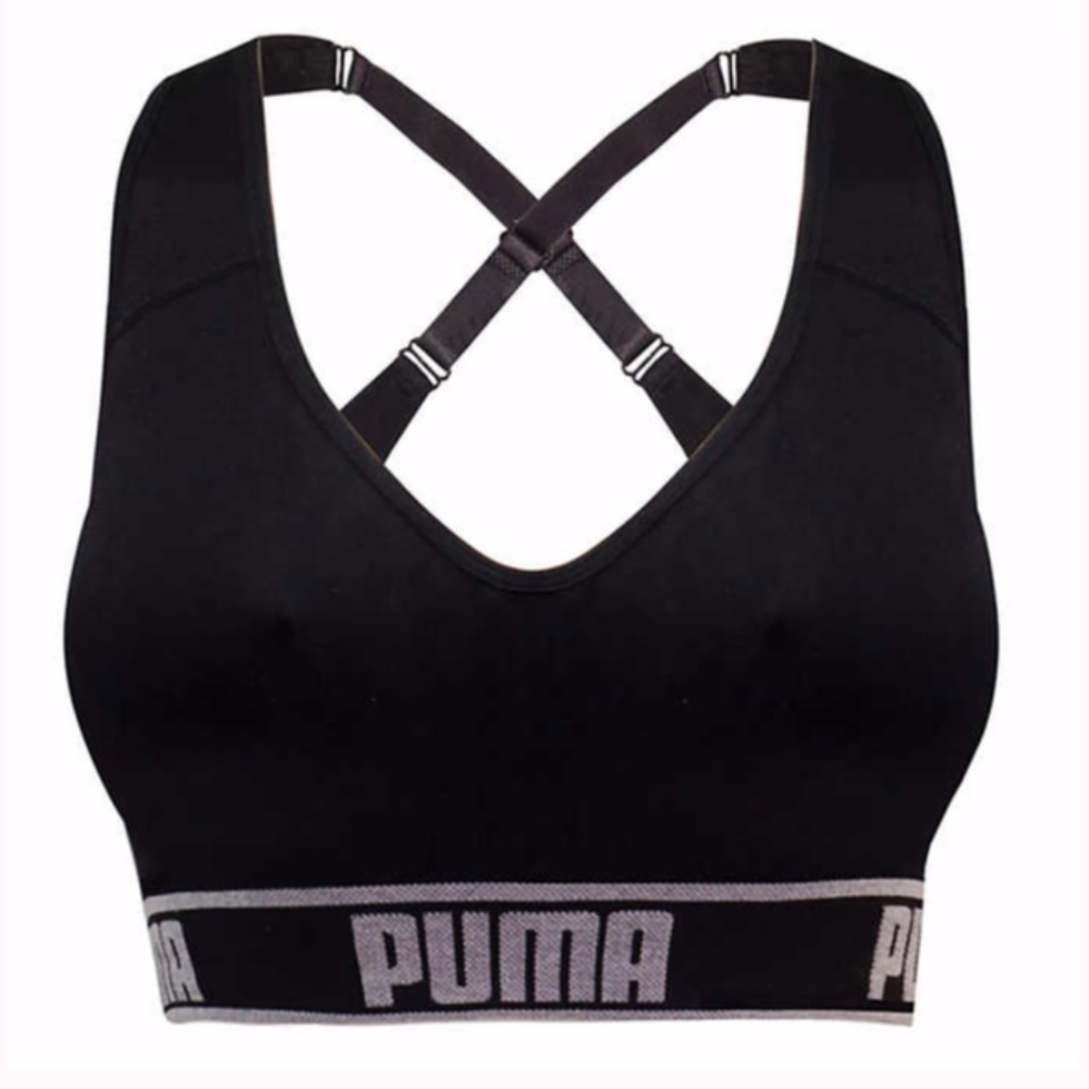 Puma 2 pk Black Gray Racerback Sports Bra - Picture 8 of 8